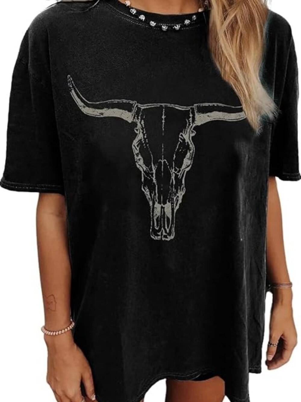 New - Women' Oversized T-shirt Flower Graphic Tees Nashville Music Short Sleeve